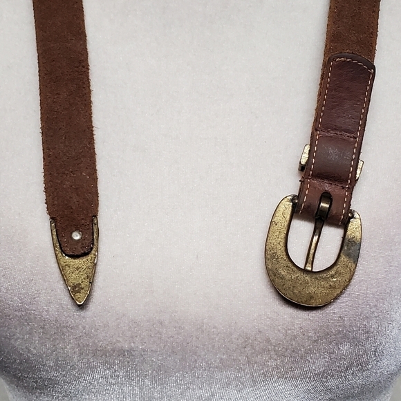 Vintage Joan & David Brown Leather Copper Stud Pointed Buckle Belt Medium main image 8